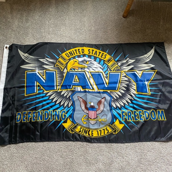 USN Defending Freedom Flag 3x5 Ft - UV Fade Resistant Double Sided & Stitched - Picture 1 of 5